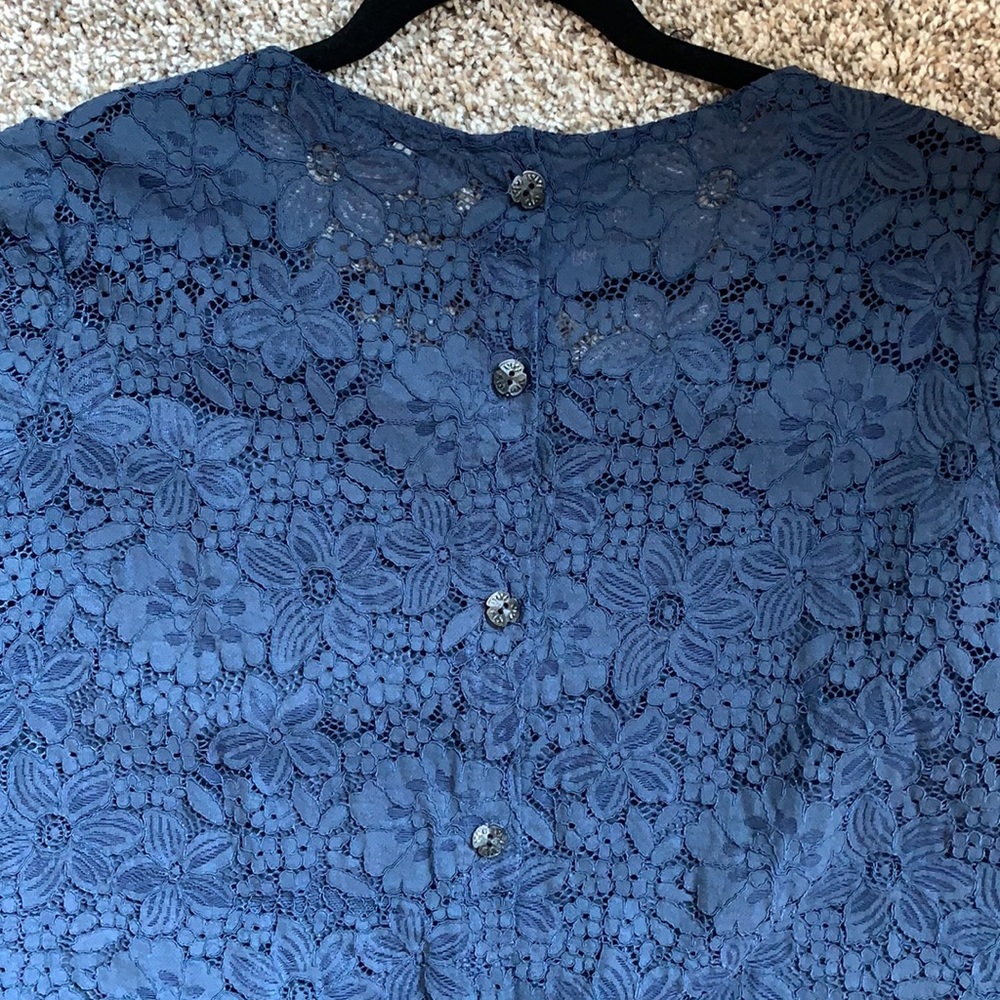 Pinokkio Button Back Navy Lace Blouse - Picture 5 of 8